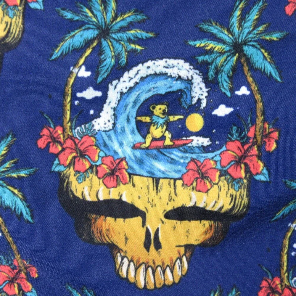 Section 119 Mens Grateful Dead‎ Swim Trunks 42 x 12 Blue Allover Skull Surf Bear
